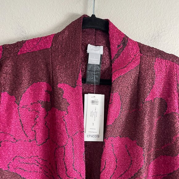 NEW $169 Chicos Travelers Womens Medium Reversible Crushed Jacket Deep Chianti - Picture 14 of 16